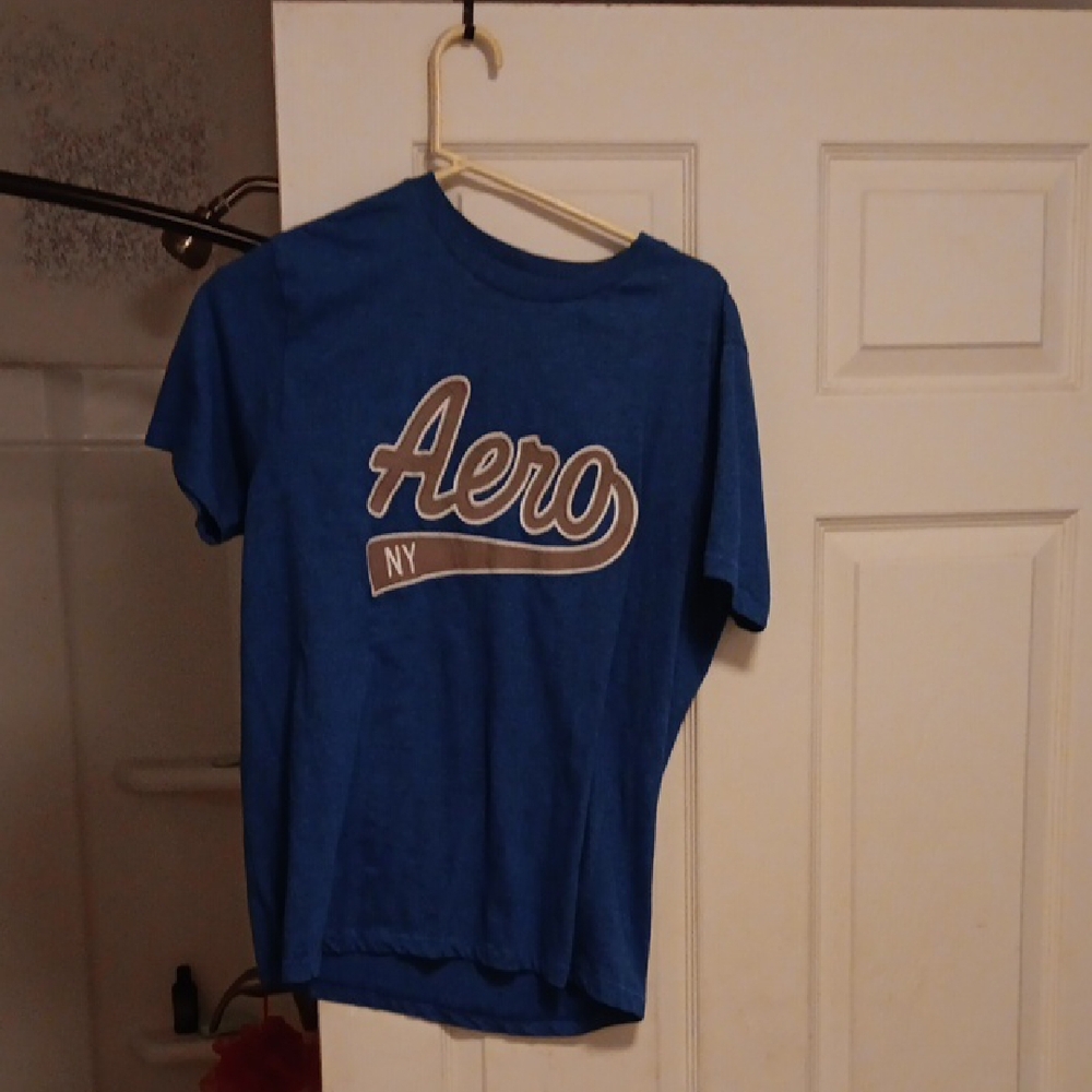 Aeropostale Blue Short Sleeve Tee with Eye-Catching Aero Print